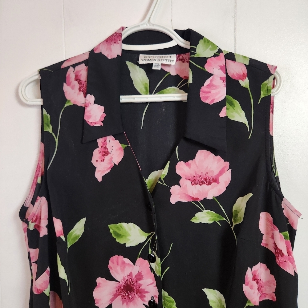 Vintage 90s Cottagecore Shift Shirt Dress Midi Sleeveless Floral Grunge size XL - Picture 5 of 12